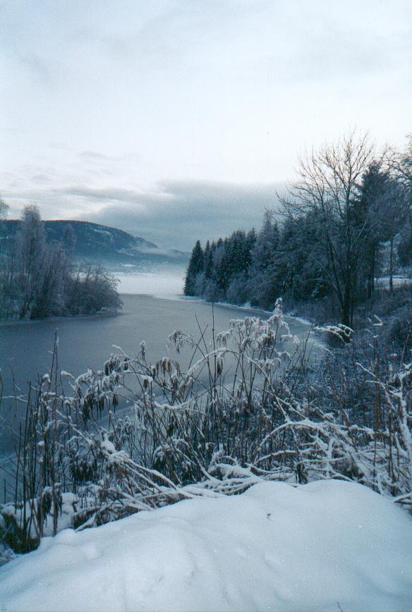 Vintersl�r over Tyrivann.
Sett fra brua.